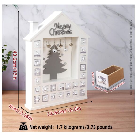 White Wooden Christmas ADVENT Calendar, Removeable Drawers, Customize - Picture 11 of 13